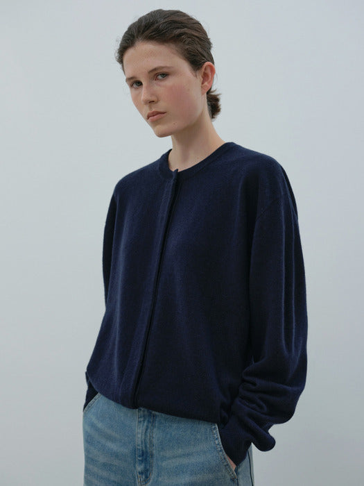 [moia] soft round cardigan (navy)