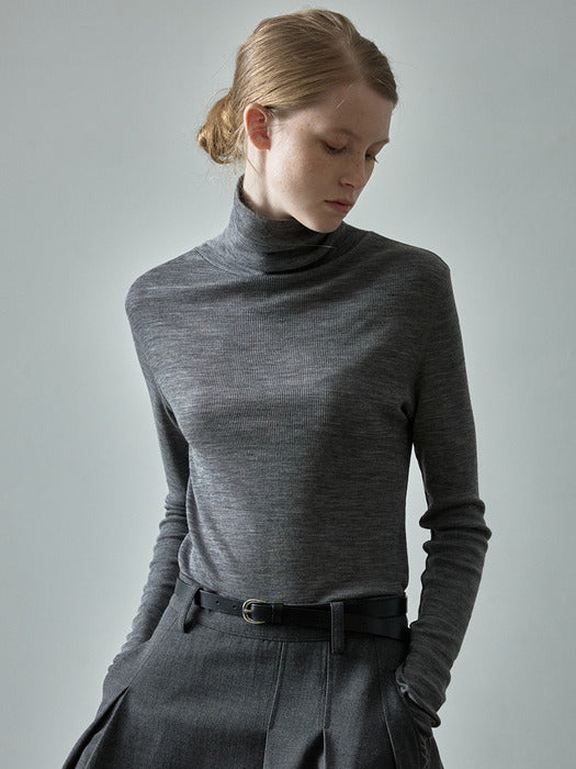 Facade Pattern Breeze Wool Roll Neck Top