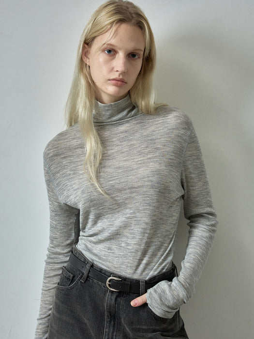 Facade Pattern Breeze Wool Roll Neck Top
