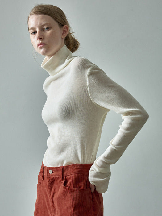 Facade Pattern Breeze Wool Roll Neck Top