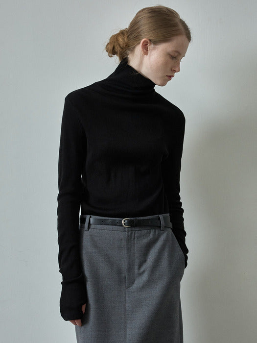 Facade Pattern Breeze Wool Roll Neck Top