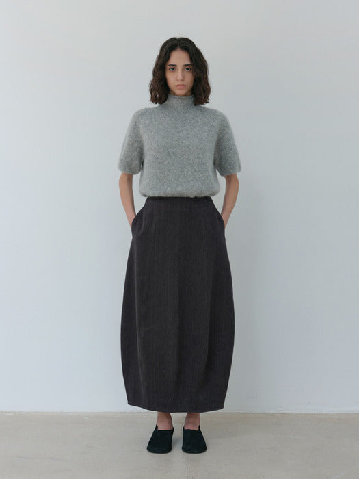 [moia] alpaca half knit (melange gray)