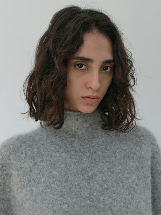 [moia] alpaca half knit (melange gray)