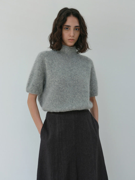 [moia] alpaca half knit (melange gray)