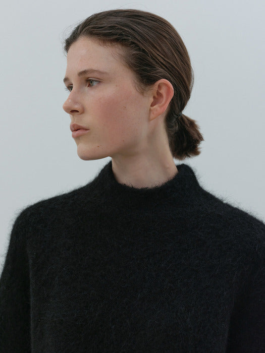 [moia] alpaca half knit (black)