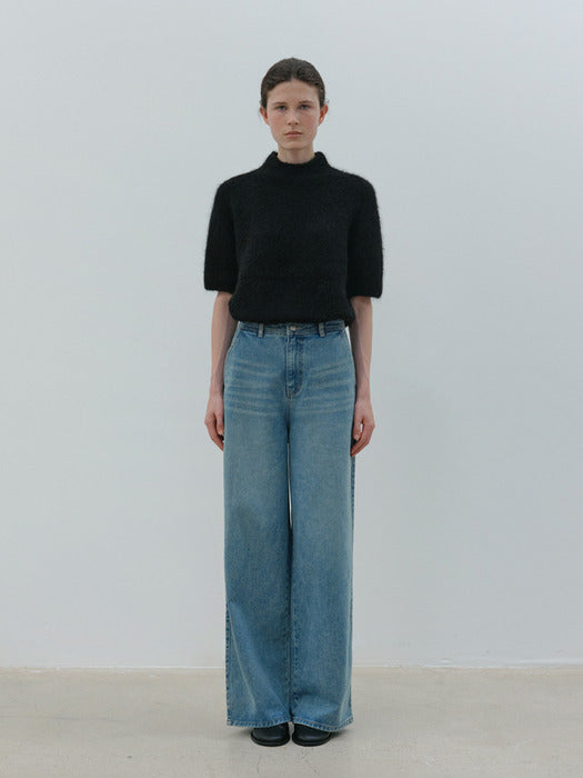 [moia] alpaca half knit (black)