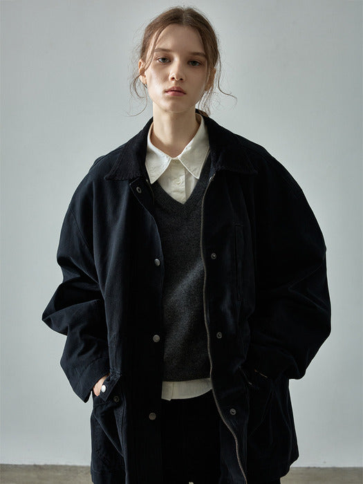 Cotton Utility Jacket - Black