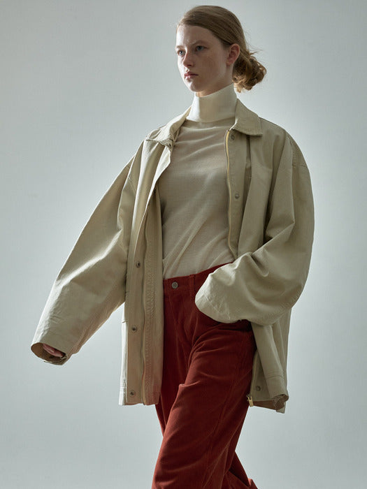 Facade Pattern Cotton Utility Jacket cream