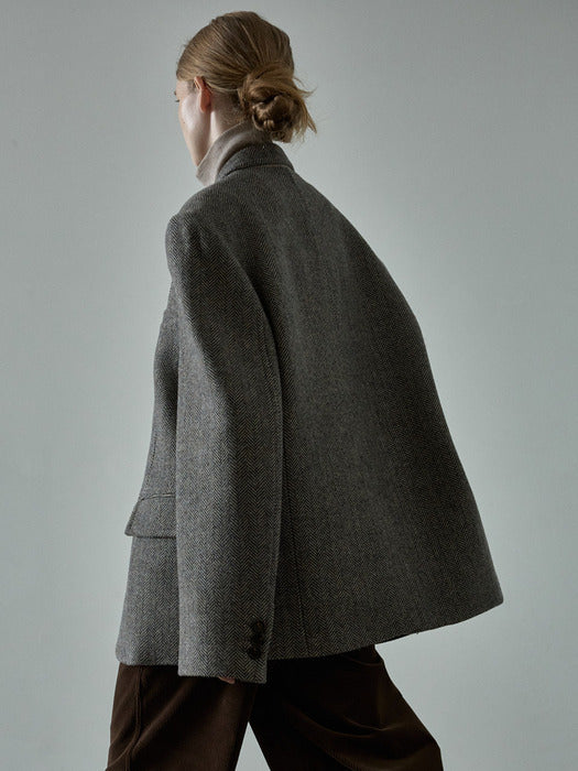 Herringbone Tailored Jacket_oatmeal
