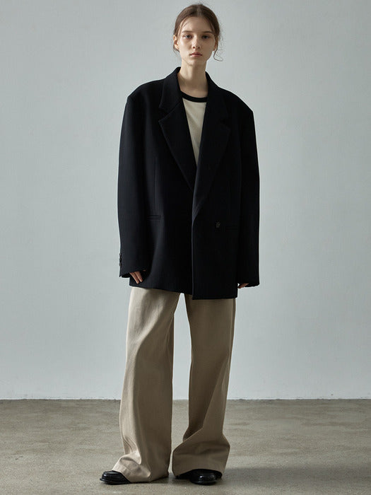 Oversized Double-Breasted Jacket - Black