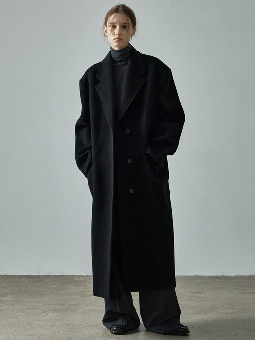 Cashmere Single-Breasted Coat - Black