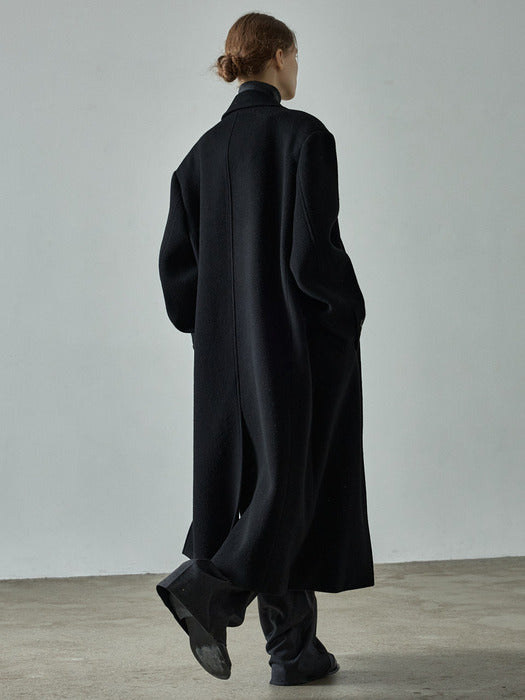 Cashmere Single-Breasted Coat - Black