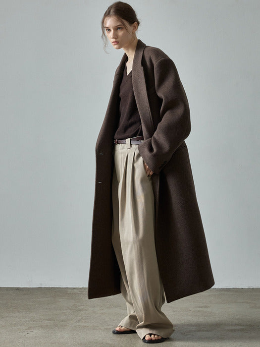 Cashmere Double Coat_melange brown