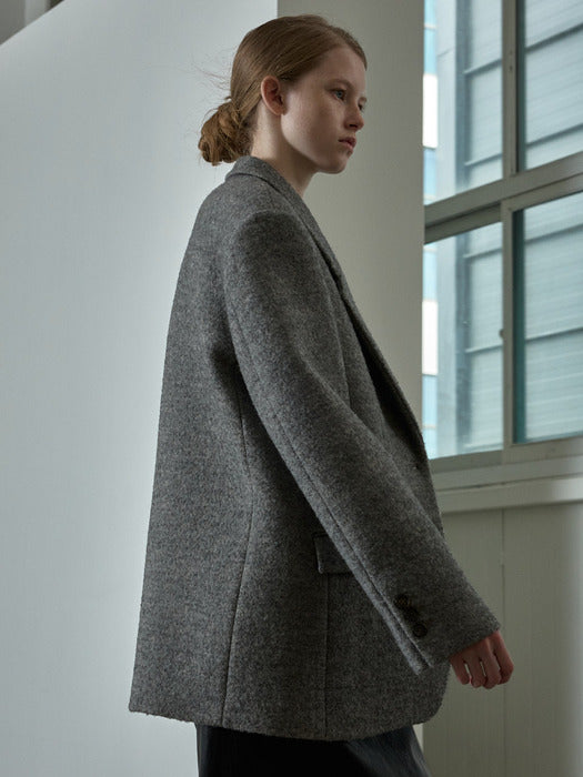 Herringbone Blazer Coat - Grey