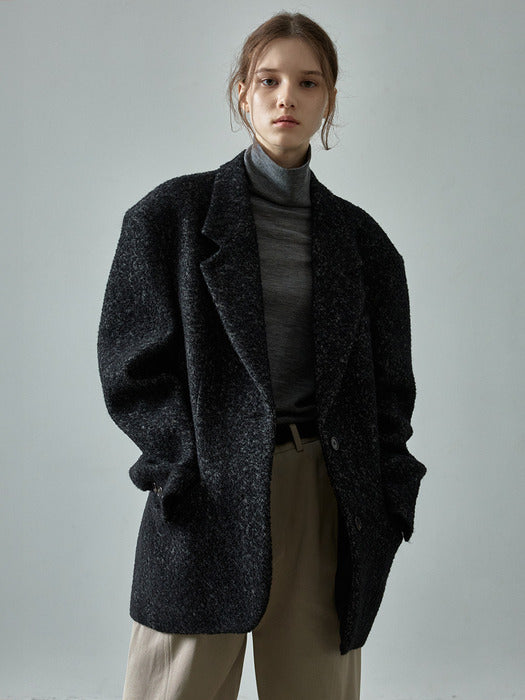 Herringbone Blazer Coat_black