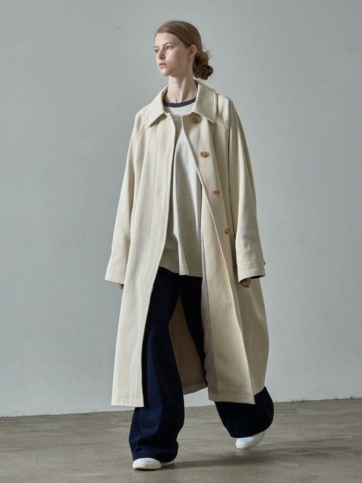 Cotton Balmacan Coat_Cream