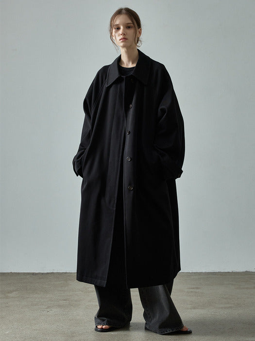 Cotton Balmacaan Coat_black