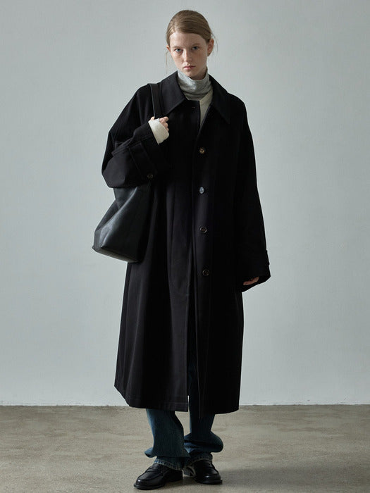 Cotton Balmacaan Coat_black