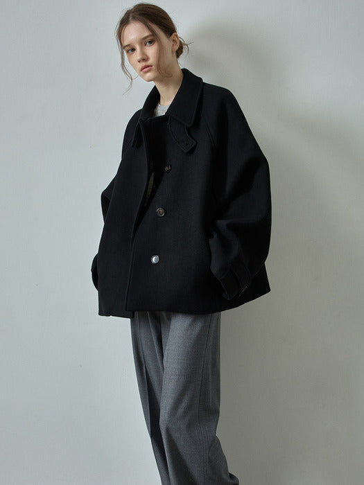 Oversized Cashmere Half Coat_black