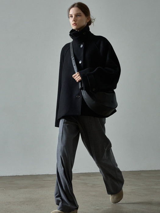 Oversized Cashmere Half Coat_black
