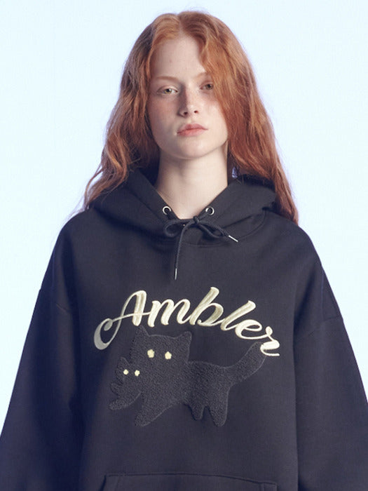 [ambler] Black cat Hoodie AHP1114 (Black)