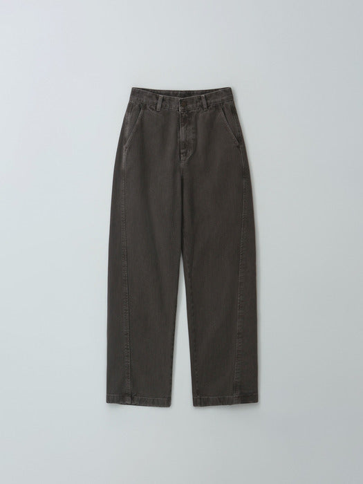 [moia] curved dyed denim (mud brown)