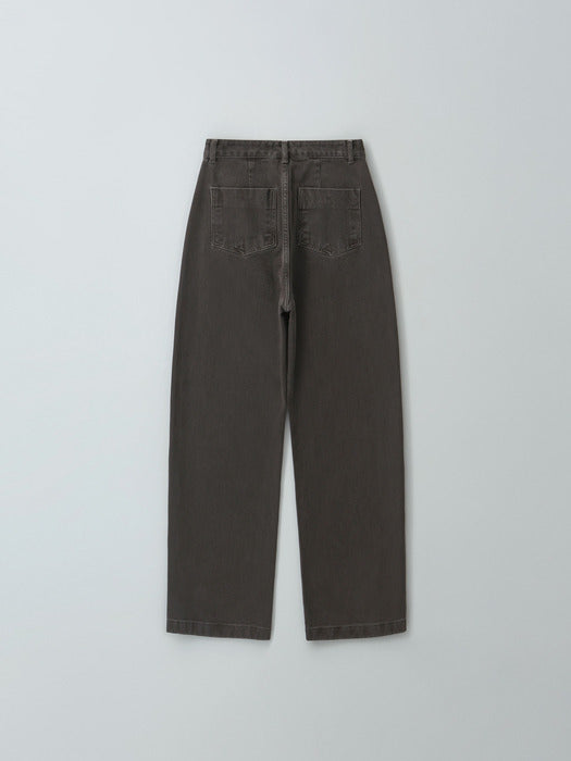 [moia] curved dyed denim (mud brown)