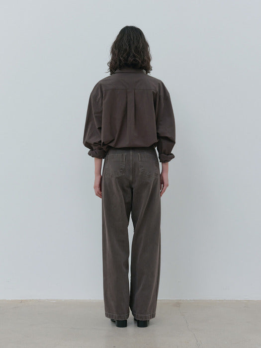 [moia] curved dyed denim (mud brown)