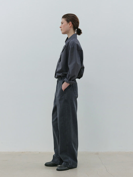 [moia] curved dyed denim (stone blue)