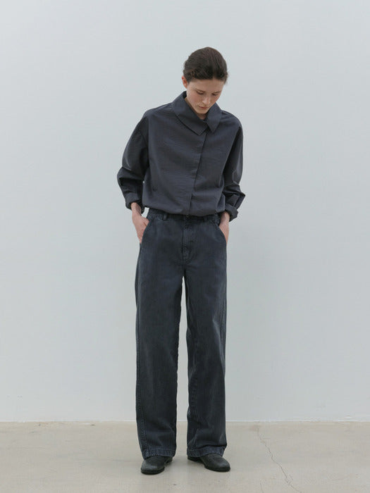 [moia] curved dyed denim (stone blue)