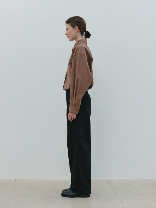 [moia] curved dyed denim (black)