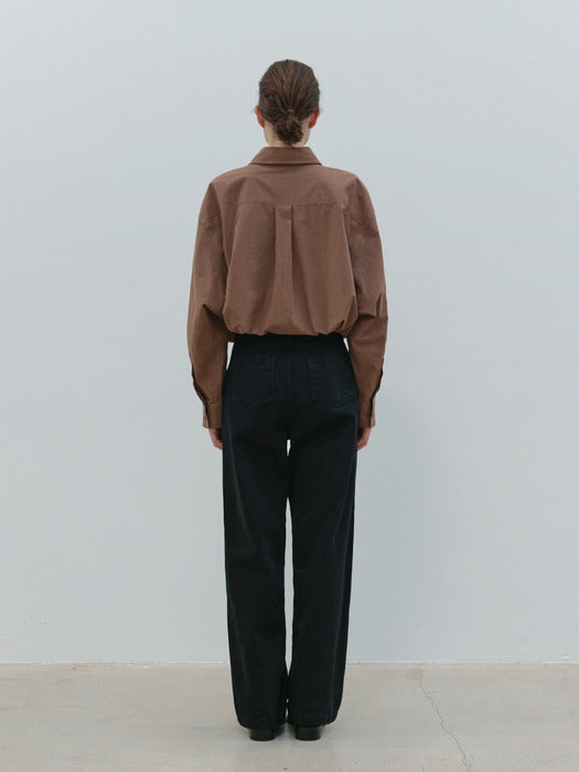 [moia] curved dyed denim (black)