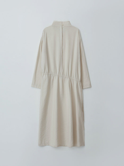[moia] mock neck shirring dress (ivory)