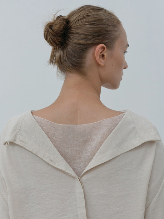 [moia] mock neck shirring dress (ivory)