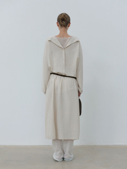 [moia] mock neck shirring dress (ivory)
