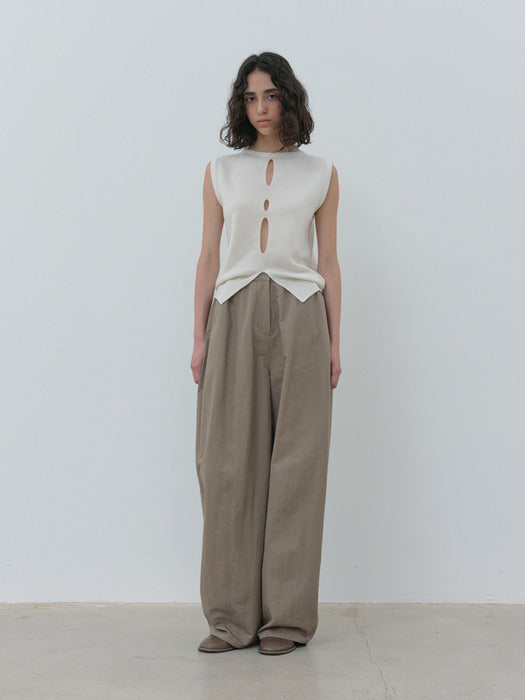 wide round pants (mud khaki)