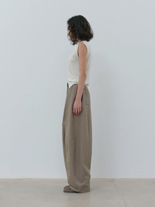 wide round pants (mud khaki)