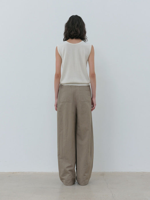 wide round pants (mud khaki)
