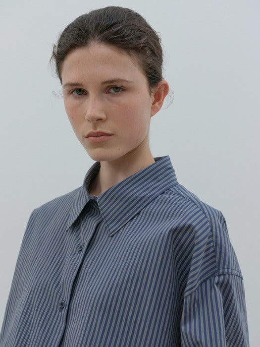 [moia] stripe shirt (lake blue)