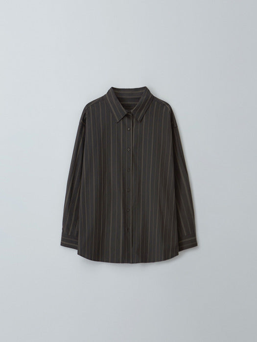 [moia] stripe shirt (soil brown)