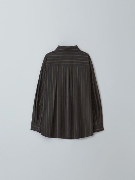 [moia] stripe shirt (soil brown)