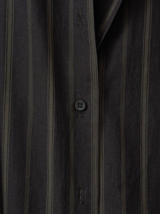 [moia] stripe shirt (soil brown)