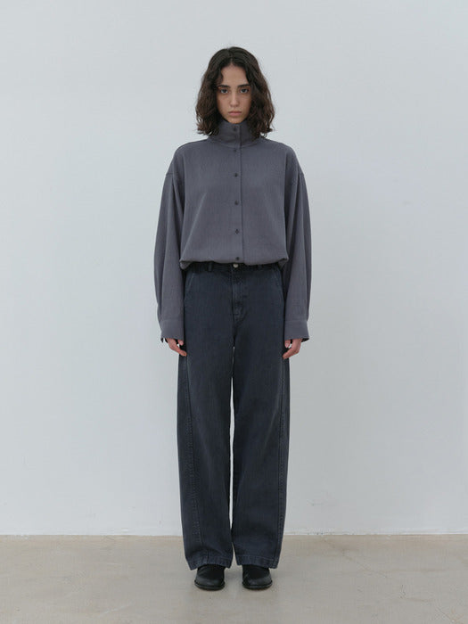 [moia] highneck shirt (stone blue)