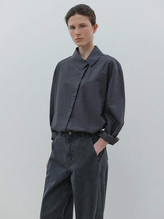 [moia] unbalance shirt (stone blue)