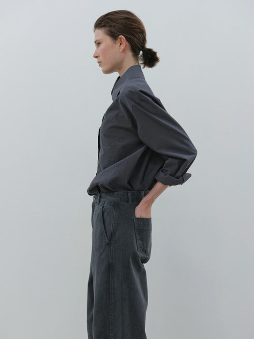 [moia] unbalance shirt (stone blue)