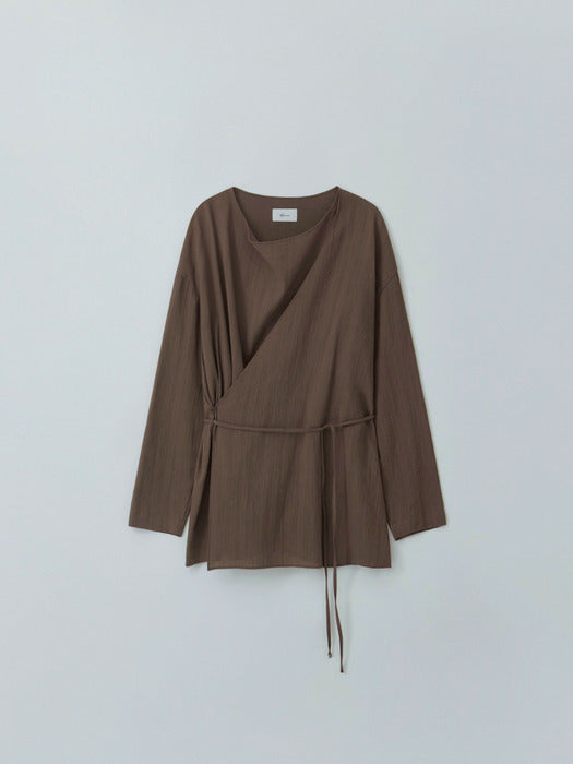 [moia] cowl wrap blouse (brown)