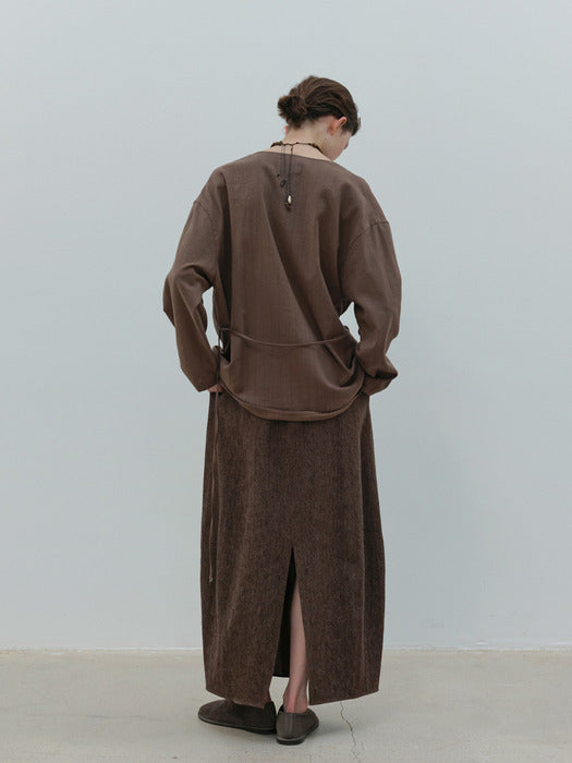 [moia] cowl wrap blouse (brown)