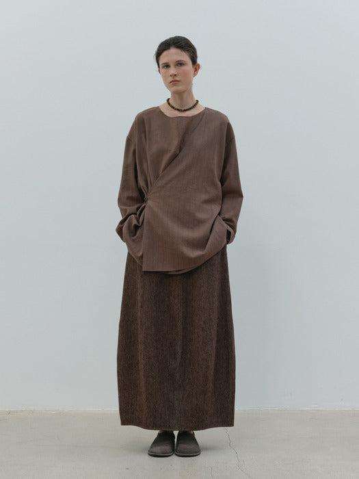 [moia] cowl wrap blouse (brown)