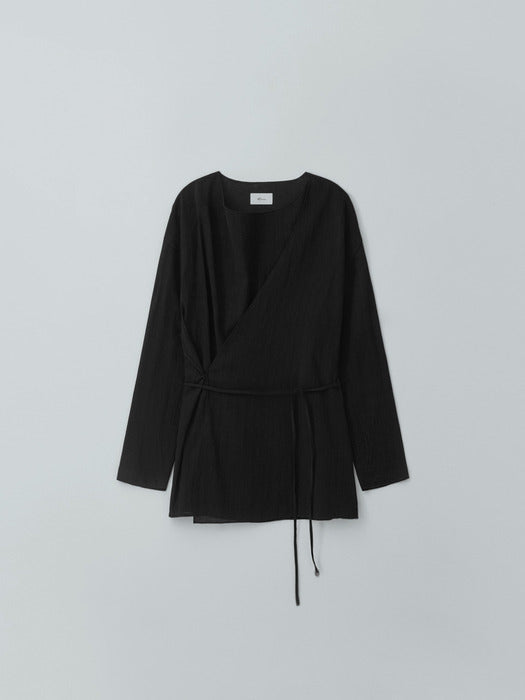 [moia] cowl wrap blouse (black)