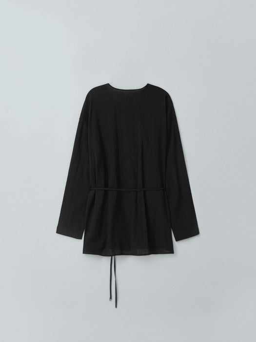 [moia] cowl wrap blouse (black)